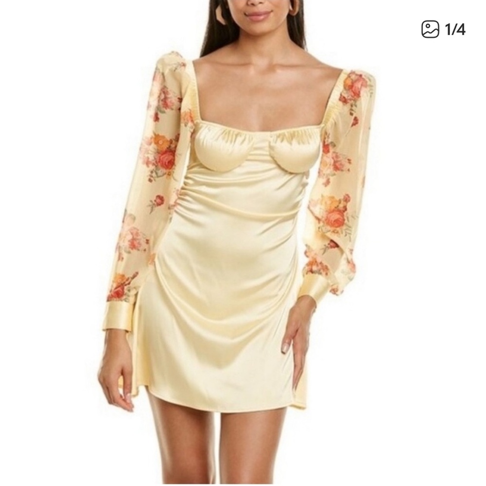 WeWoreWhat Yellow Floral Satin Dress